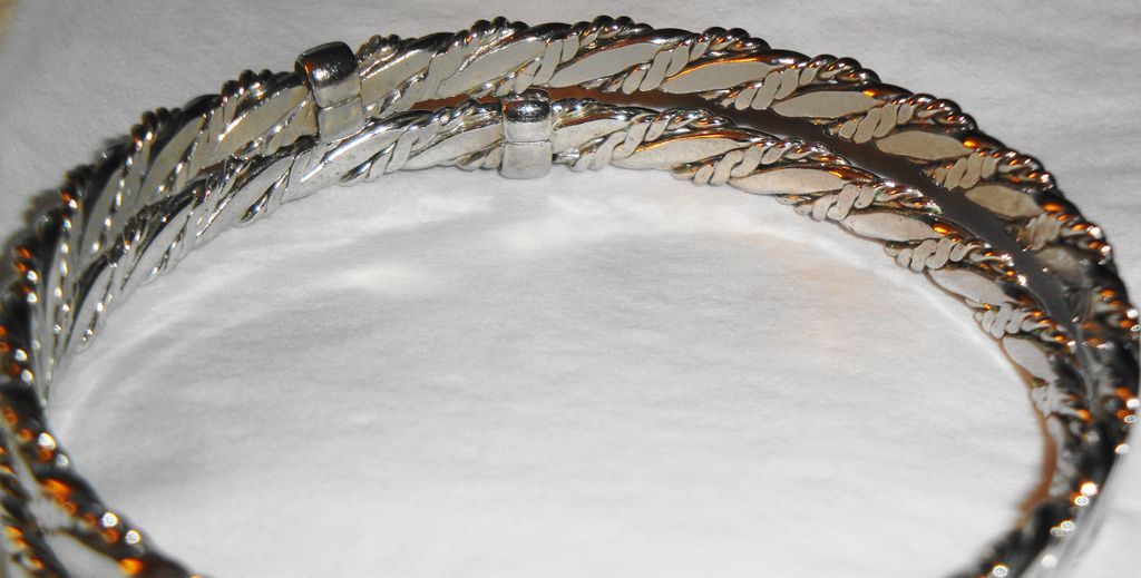 TWO ~ Vintage Signed Avon 1979 "Classic Twist Bangle Bracelets" set in Silver-tone TWO ~ Vintage Signed Avon 1979 "Classic Twist Bangle Bracelets" set in Silver-tone