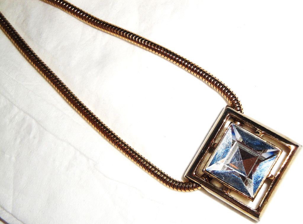 Vintage Avon "Square Cut Lead Crystal Collection" Necklace ~ real lead crystal in gold-washed setting Vintage Avon "Square Cut Lead Crystal Collection" Necklace ~ real lead crystal in gold-washed setting