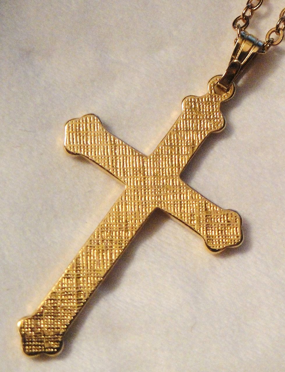 Signed Avon Gold-tone Cross with Decorative Carvings Signed Avon Gold-tone Cross with Decorative Carvings