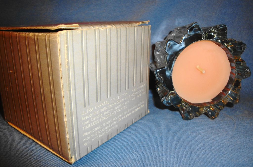 Avon 1981 "Ultra Crystal Candle" ~ Heavy fluted glass with Ariane Fragrance Candle Avon 1981 "Ultra Crystal Candle" ~ Heavy fluted glass with Ariane Fragrance Candle