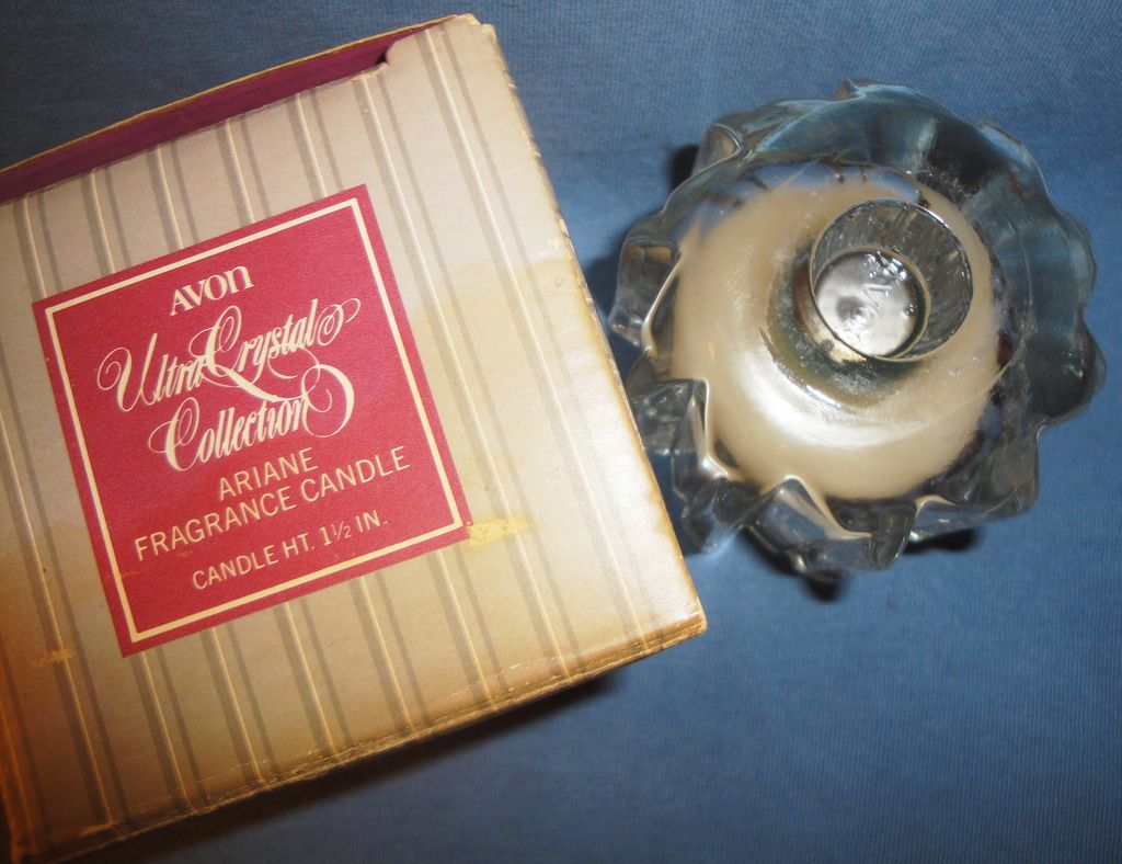 Avon 1981 "Ultra Crystal Candle" ~ Heavy fluted glass with Ariane Fragrance Candle Avon 1981 "Ultra Crystal Candle" ~ Heavy fluted glass with Ariane Fragrance Candle