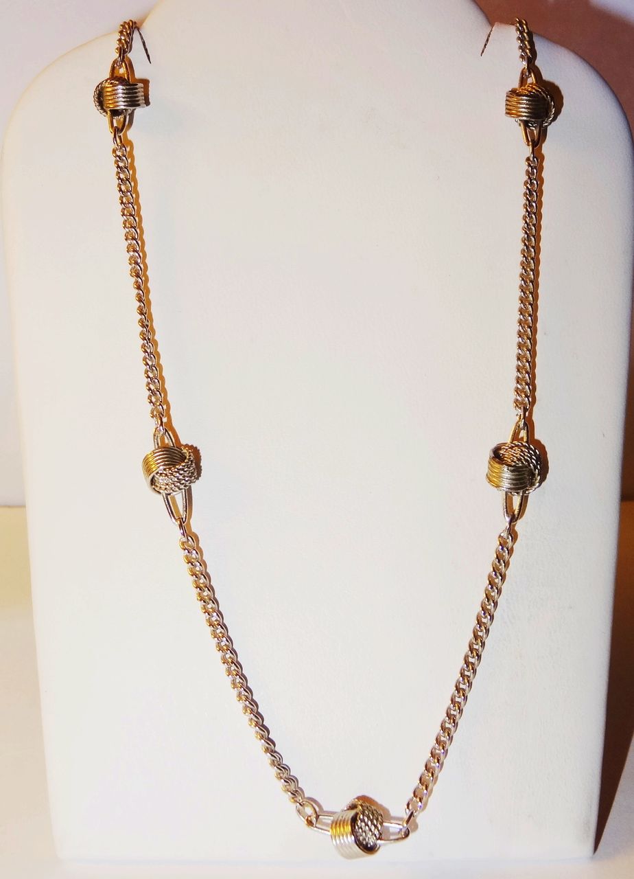 Avon 1977 "Delicate Knot Necklace" ~ 16" set in silver-tone Avon 1977 "Delicate Knot Necklace" ~ 16" set in silver-tone