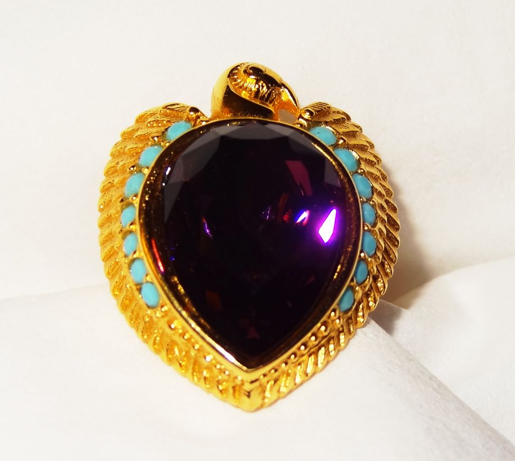 "Egyptian Style Collection" Ring ~ Size 7-8 ~ Avon's Elizabeth Taylor Signed Collection ~ Faux Amethyst ~ plumed falcon ~ turquoise accents "Egyptian Style Collection" Ring ~ Size 7-8 ~ Avon's Elizabeth Taylor Signed Collection ~ Faux Amethyst ~ plumed falcon ~ turquoise accents
