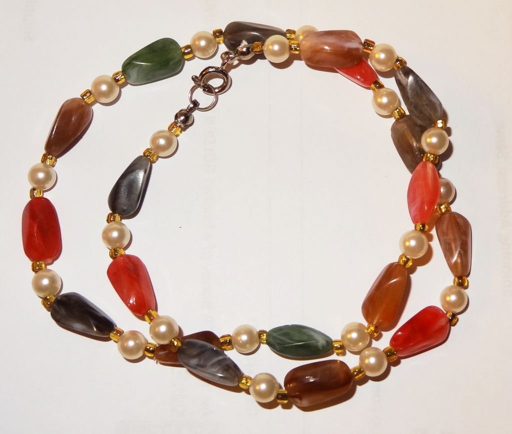 Faux "Rock" Translucent Multi-colored, Multi-shaped Necklace with Faux Pearls Faux "Rock" Translucent Multi-colored, Multi-shaped Necklace with Faux Pearls