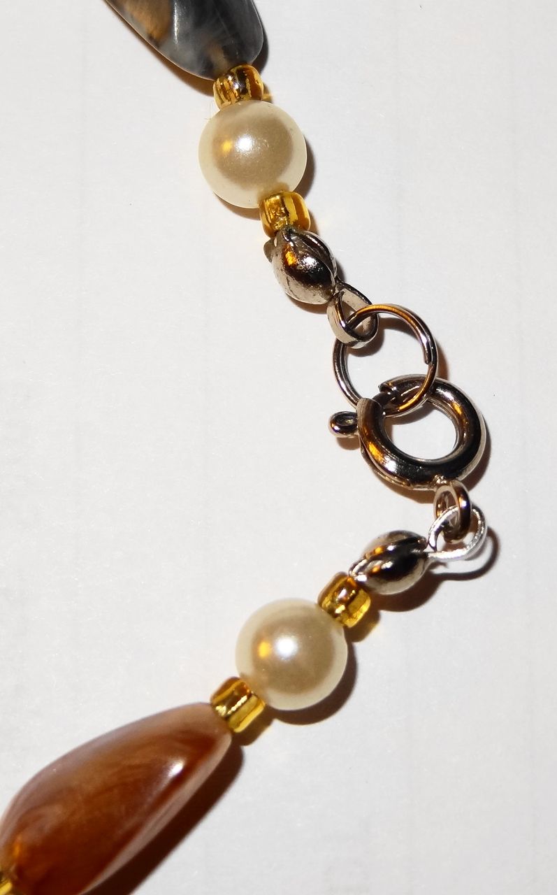 Faux "Rock" Translucent Multi-colored, Multi-shaped Necklace with Faux Pearls Faux "Rock" Translucent Multi-colored, Multi-shaped Necklace with Faux Pearls