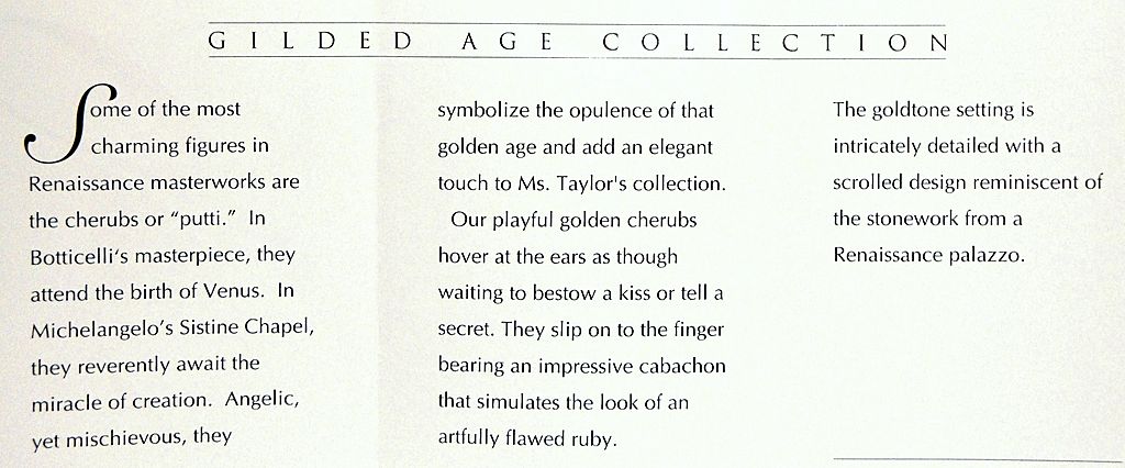 "Gilded Age Collection" Ring ~ Size 6 ~ Avon's Elizabeth Taylor Signed Collection ~ gold-tone cherubs ~ simulated rubies "Gilded Age Collection" Ring ~ Size 6 ~ Avon's Elizabeth Taylor Signed Collection ~ gold-tone cherubs ~ simulated rubies