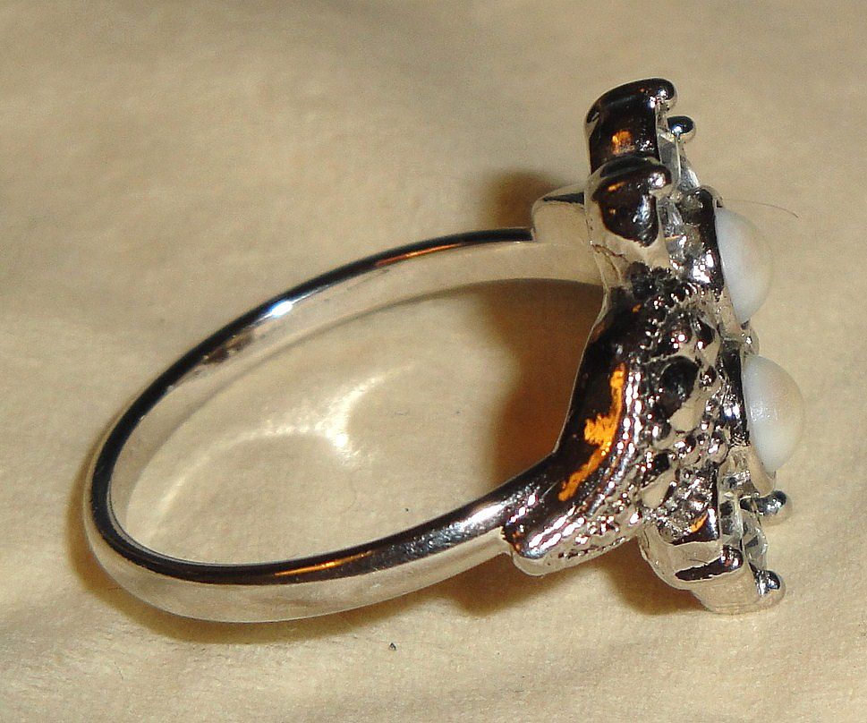 Signed Avon "Heirloom Riches" Ring ~ Size 8 ~ extremely rare marcasite and faux pearl design Signed Avon "Heirloom Riches" Ring ~ Size 8 ~ extremely rare marcasite and faux pearl design