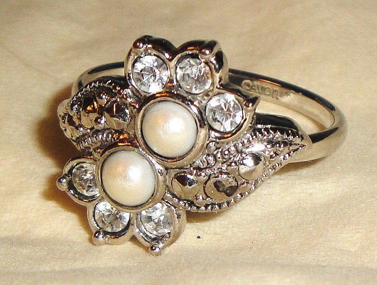 Signed Avon "Heirloom Riches" Ring ~ Size 8 ~ extremely rare marcasite and faux pearl design Signed Avon "Heirloom Riches" Ring ~ Size 8 ~ extremely rare marcasite and faux pearl design