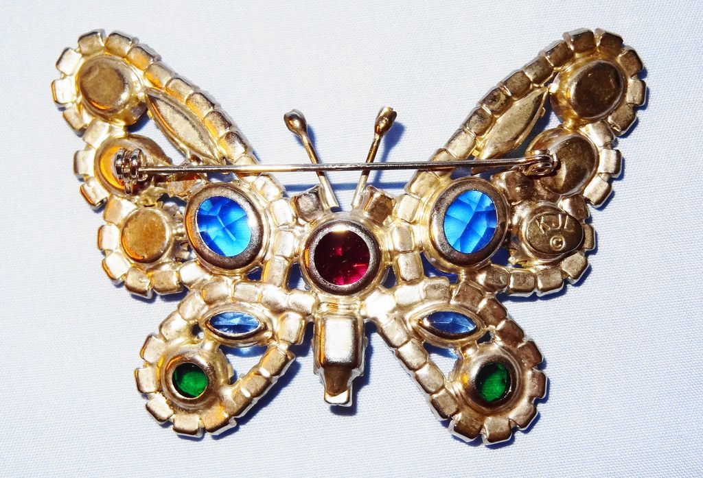 Kenneth Jay Lane's Large Multi-Color 3" Rhinestone Butterfly Pin/Brooch Kenneth Jay Lane's Large Multi-Color 3" Rhinestone Butterfly Pin/Brooch