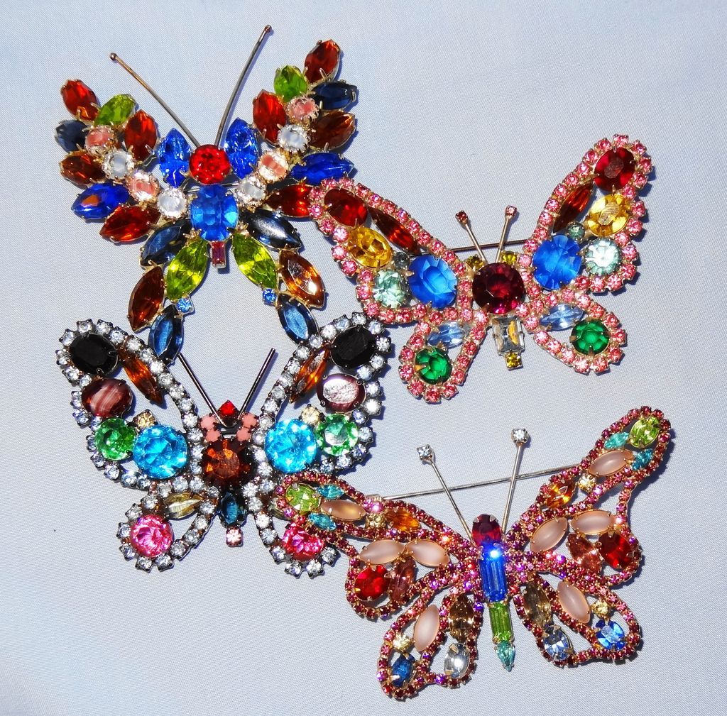Kenneth Jay Lane's Large Multi-Color 3" Rhinestone Butterfly Pin/Brooch Kenneth Jay Lane's Large Multi-Color 3" Rhinestone Butterfly Pin/Brooch