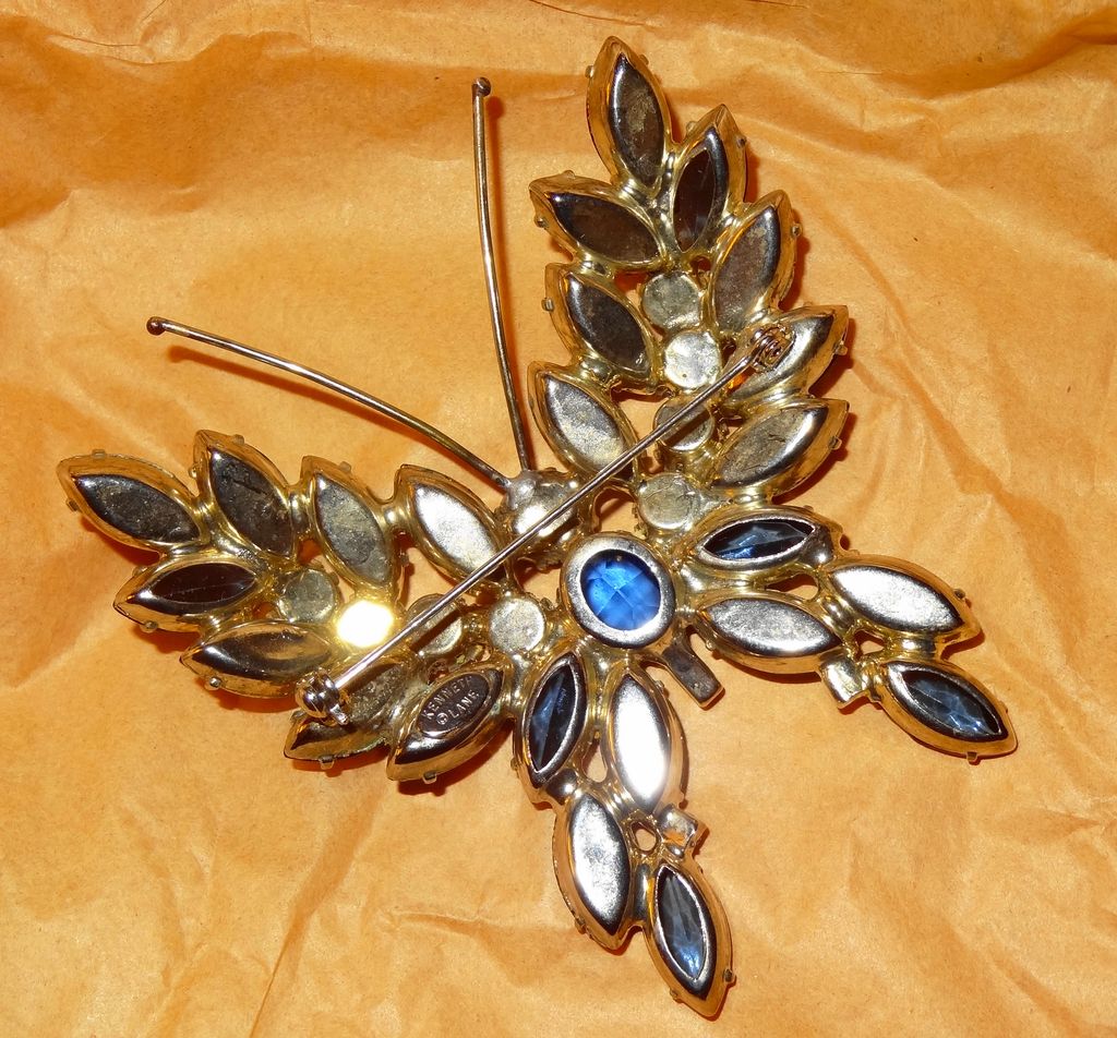 KJL Kenneth Jay Lane's Signed Bold Multi-colored Marquise Rhinestone Butterfly KJL Kenneth Jay Lane's Signed Bold Multi-colored Marquise Rhinestone Butterfly