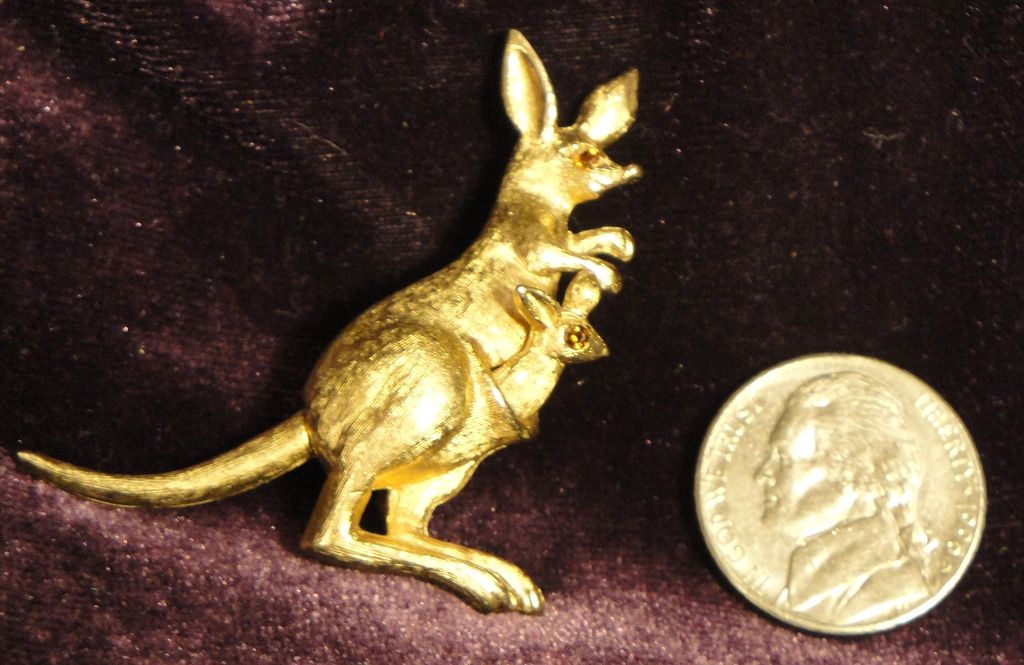 Avon Vintage Goldtone "Kangaroo" with moveable Joey & both have topaz eyes Avon Vintage Goldtone "Kangaroo" with moveable Joey & both have topaz eyes