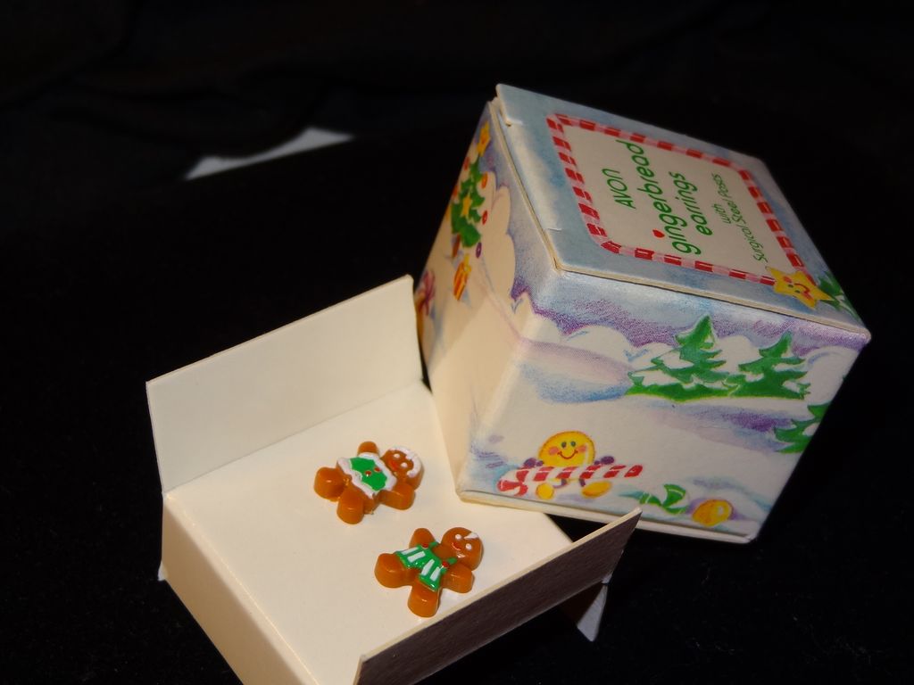 KIDS! Avon 1988 "Gingerbread Earrings with Surgical Steel Posts" ~ boy and girl in green & white play clothes KIDS! Avon 1988 "Gingerbread Earrings with Surgical Steel Posts" ~ boy and girl in green & white play clothes