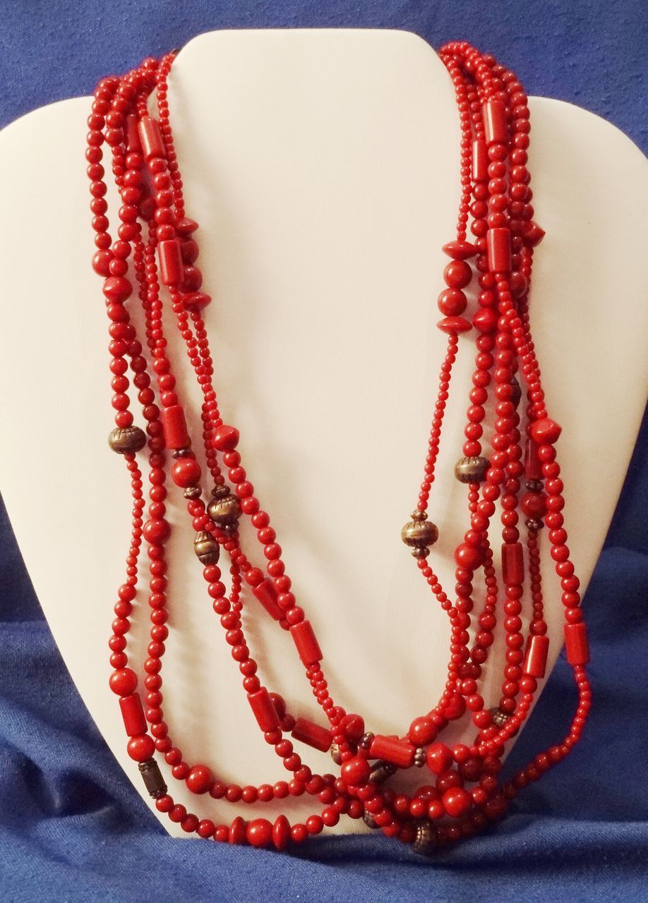 Vintage Maroon Beaded Torsade Necklace Vintage Maroon Beaded Torsade Necklace