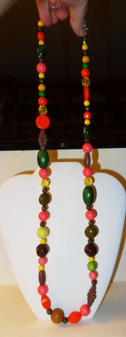 Vintage 36" Bright Multi-Colored, Multi-faceted & Round Beads Necklace ~ large and small Vintage 36" Bright Multi-Colored, Multi-faceted & Round Beads Necklace ~ large and small