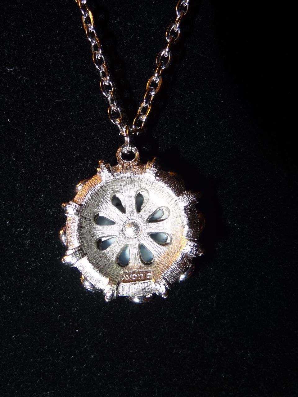 Avon 1974 "Moon Magic" Necklace ~ pale blue glass stone surrounded Avon 1974 "Moon Magic" Necklace ~ pale blue glass stone surrounded