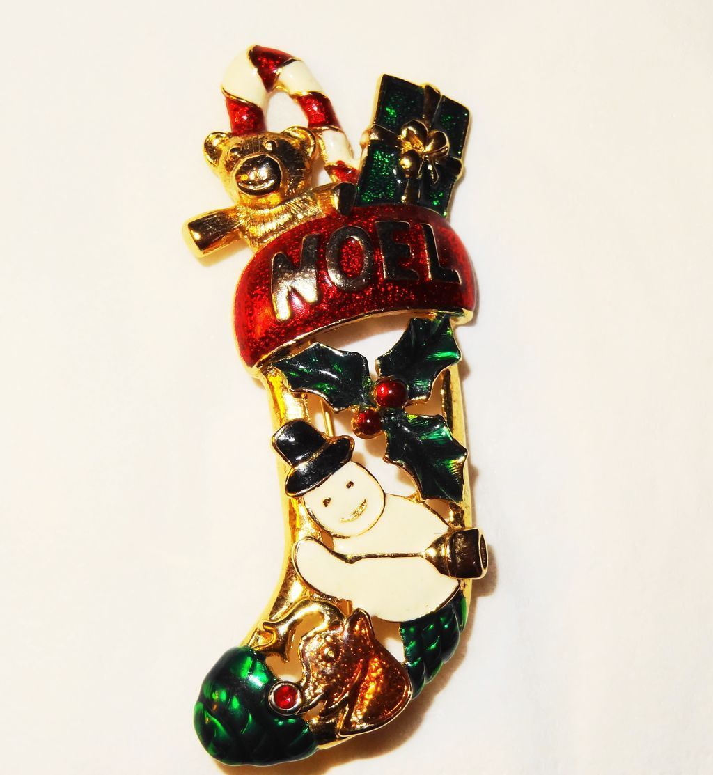 Vintage Noel Christmas Stocking Pin Vintage Noel Christmas Stocking Pin
