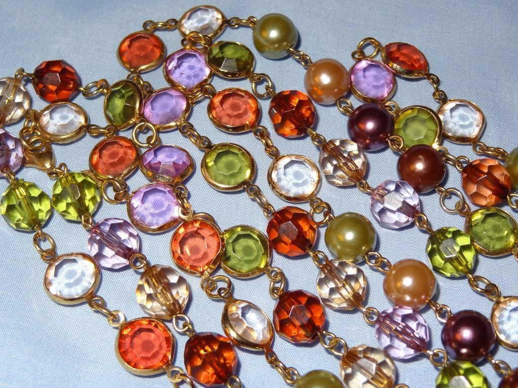 Vintage Premier Designs Translucent Multi-Colored 60" Bead Necklace Vintage Premier Designs Translucent Multi-Colored 60" Bead Necklace