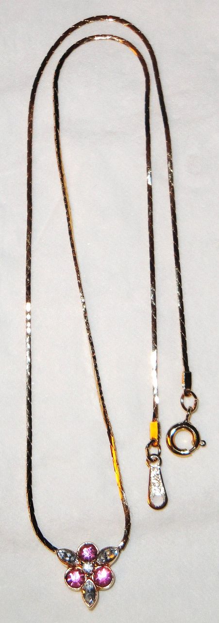 Vintage Signed Avon "Pink Sparkle Necklace" ~ elegant light rose glass ~ crystal accents Vintage Signed Avon "Pink Sparkle Necklace" ~ elegant light rose glass ~ crystal accents