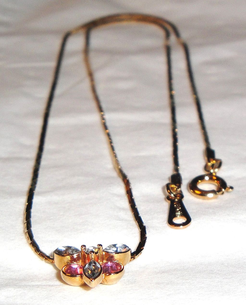 Vintage Signed Avon "Pink Sparkle Necklace" ~ elegant light rose glass ~ crystal accents Vintage Signed Avon "Pink Sparkle Necklace" ~ elegant light rose glass ~ crystal accents