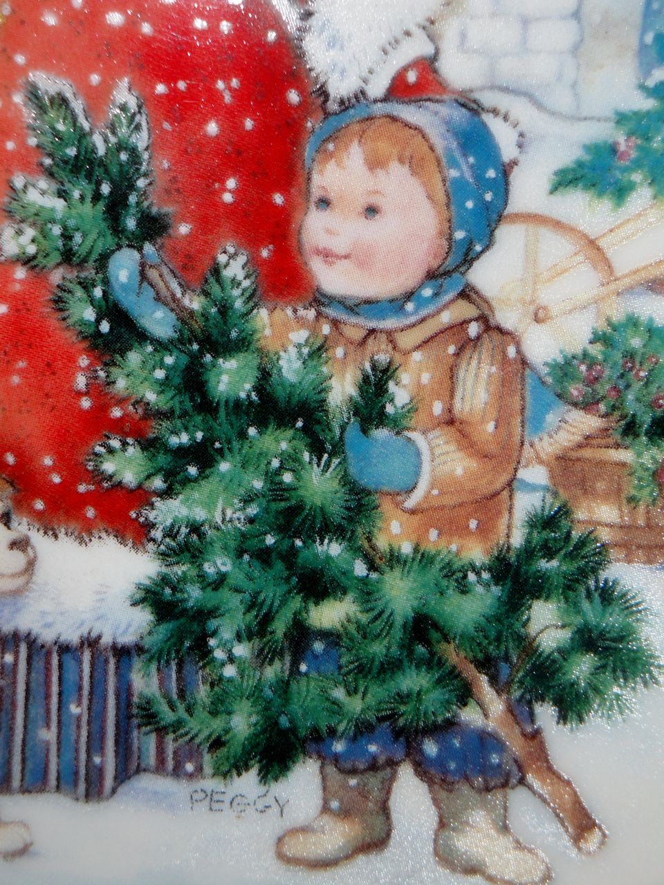 Vintage Signed Avon 1990 "Bringing Christmas Home" ~ family enjoying picking the Christmas tree to take home Vintage Signed Avon 1990 "Bringing Christmas Home" ~ family enjoying picking the Christmas tree to take home