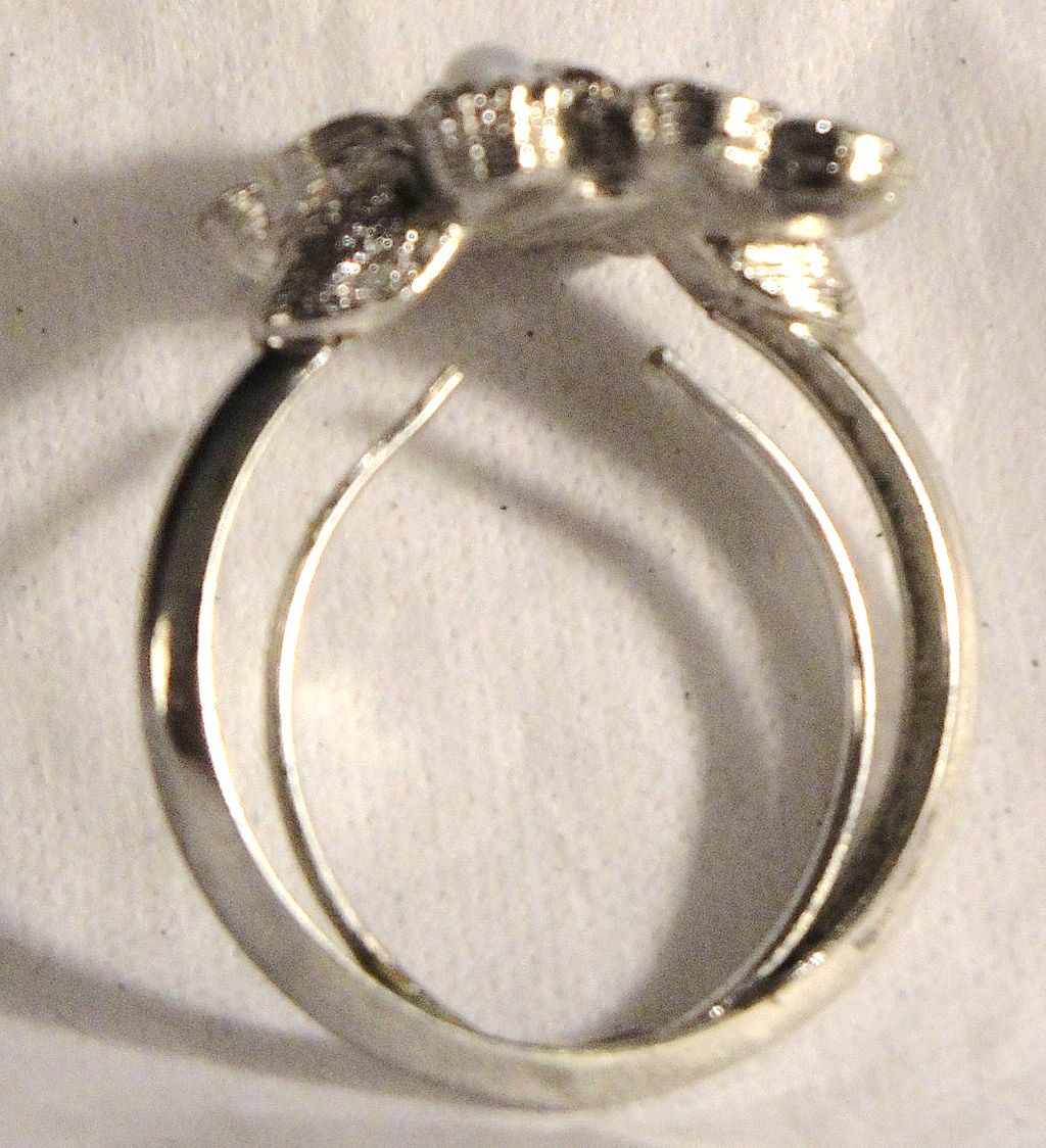 Avon 1974 "Rosegay" Flowers Rhodium Plated Ring ~ Size 10 ~ rose stone centers ~ antique silver-tone ~ faux pearls Avon 1974 "Rosegay" Flowers Rhodium Plated Ring ~ Size 10 ~ rose stone centers ~ antique silver-tone ~ faux pearls