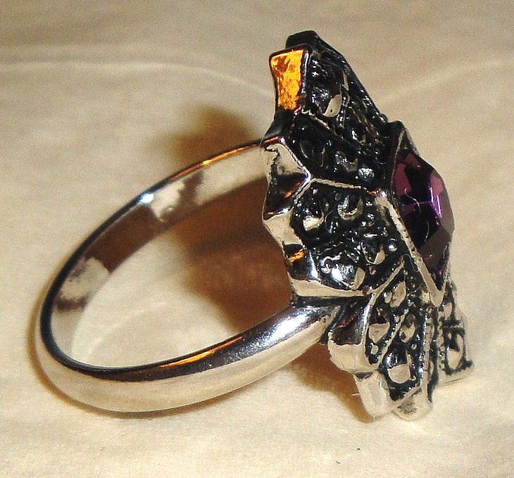 Signed Avon "Royal Radiance Ring" ~ Size 8 ~ marcasite & faux amethyst in regal style of precious heirloom Signed Avon "Royal Radiance Ring" ~ Size 8 ~ marcasite & faux amethyst in regal style of precious heirloom
