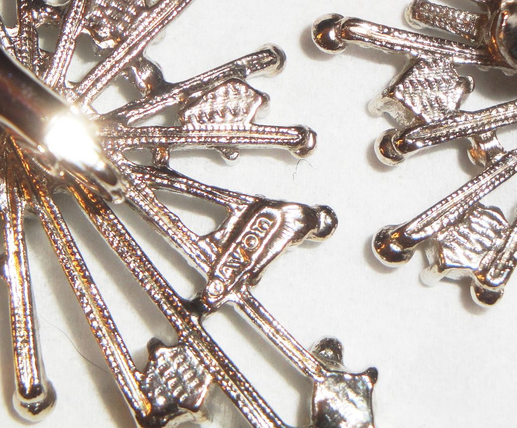 Vintage Signed Avon HUGE "Sunburst" Rhinestone Accents Clip Earrings Vintage Signed Avon HUGE "Sunburst" Rhinestone Accents Clip Earrings