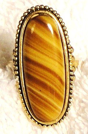 Signed Vintage Avon "Shimmering Sands Ring" ~ Size 6-7 ~ agate stripes in sand shades ~ no 2 alike Signed Vintage Avon "Shimmering Sands Ring" ~ Size 6-7 ~ agate stripes in sand shades ~ no 2 alike