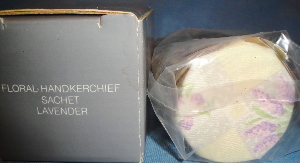 Vintage Avon Floral Handkerchief ~ Sachet Lavender - original seal "old" new in box Vintage Avon Floral Handkerchief ~ Sachet Lavender - original seal "old" new in box