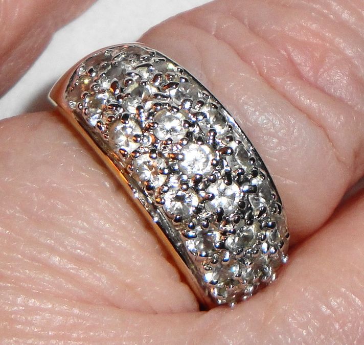 Vintage Two-Toned Pave Ring with Silver-tone Prongs and gold-tone band Vintage Two-Toned Pave Ring with Silver-tone Prongs and gold-tone band