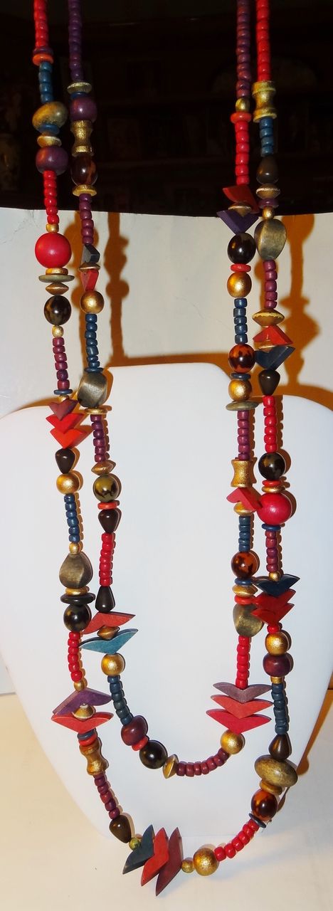 Vintage 84" Multi-shaped Beaded Necklace of Hues of Brown Vintage 84" Multi-shaped Beaded Necklace of Hues of Brown