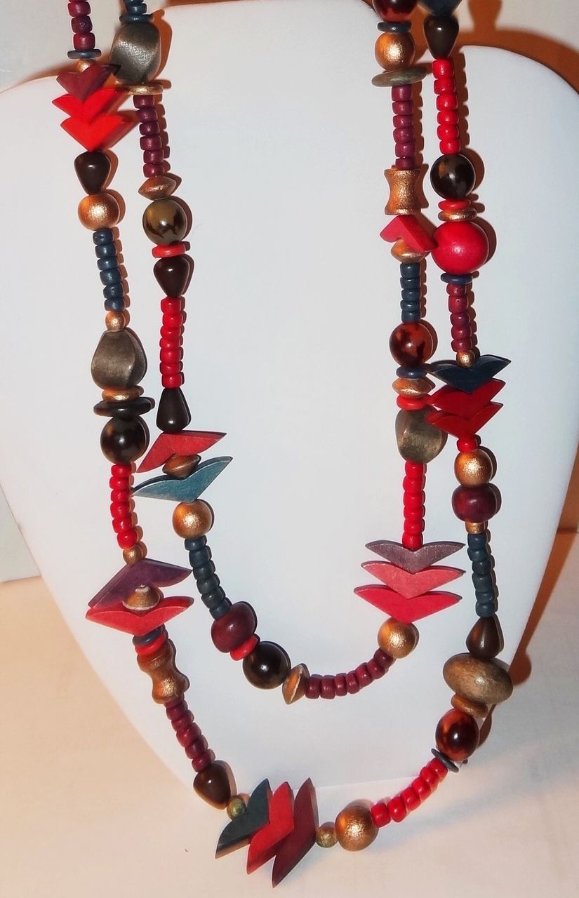 Vintage 84" Multi-shaped Beaded Necklace of Hues of Brown Vintage 84" Multi-shaped Beaded Necklace of Hues of Brown