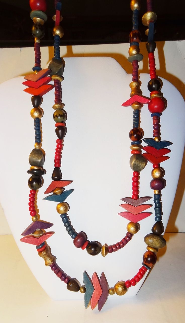 Vintage 84" Multi-shaped Beaded Necklace of Hues of Brown Vintage 84" Multi-shaped Beaded Necklace of Hues of Brown
