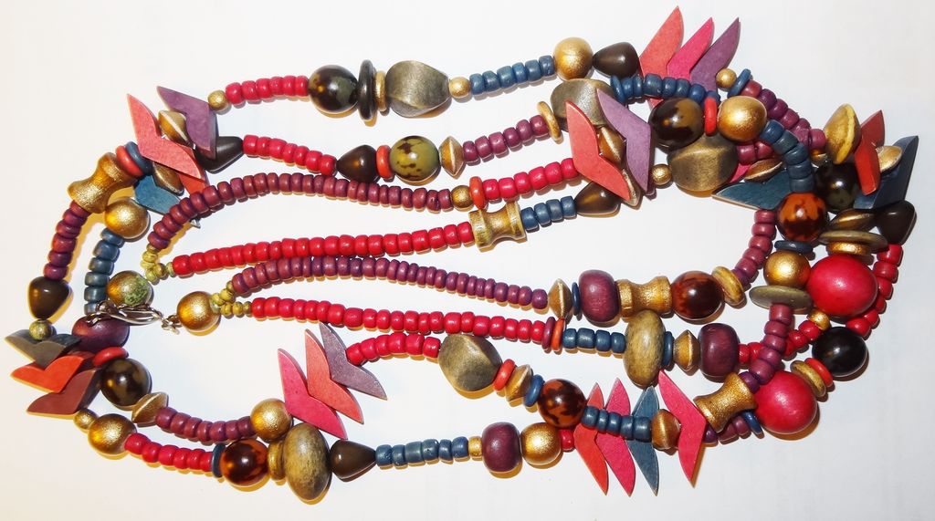 Vintage 84" Multi-shaped Beaded Necklace of Hues of Brown Vintage 84" Multi-shaped Beaded Necklace of Hues of Brown