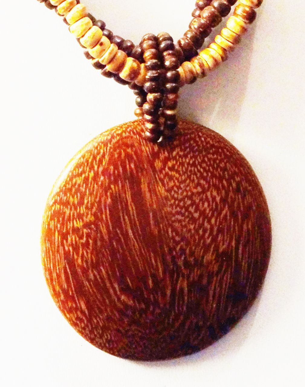 Vintage Multi-strand Large Dangling Wooden Convex Disk Necklace Vintage Multi-strand Large Dangling Wooden Convex Disk Necklace