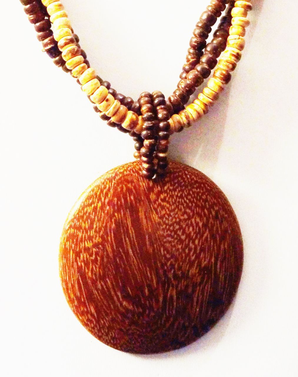 Vintage Multi-strand Large Dangling Wooden Convex Disk Necklace Vintage Multi-strand Large Dangling Wooden Convex Disk Necklace