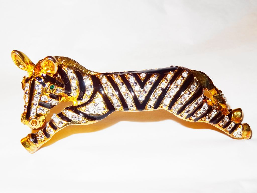 Vintage 1980s Zebra Shoulder Pin ~ enamel and crystals Vintage 1980s Zebra Shoulder Pin ~ enamel and crystals
