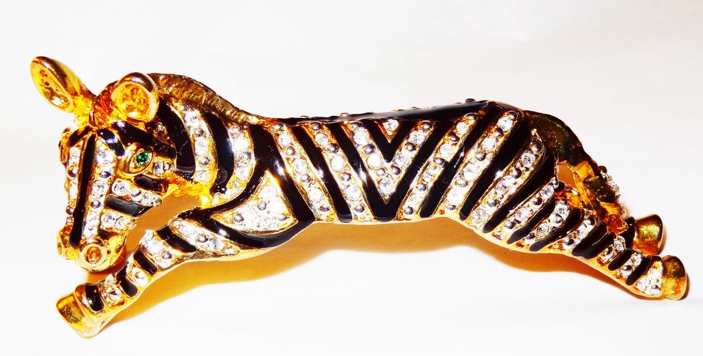 Vintage 1980s Zebra Shoulder Pin ~ enamel and crystals Vintage 1980s Zebra Shoulder Pin ~ enamel and crystals