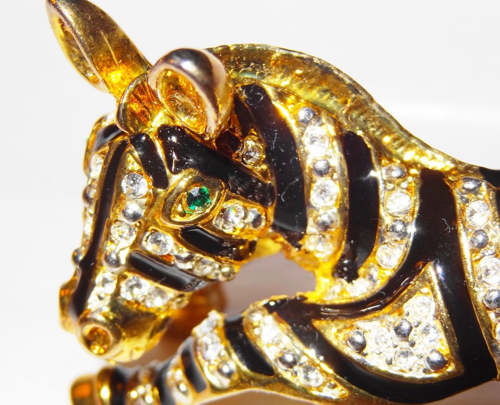 Vintage 1980s Zebra Shoulder Pin ~ enamel and crystals Vintage 1980s Zebra Shoulder Pin ~ enamel and crystals