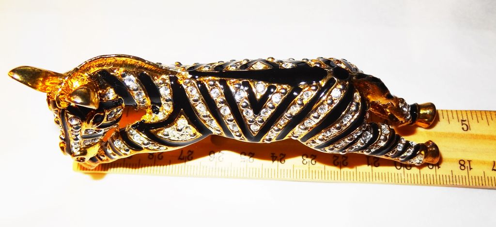 Vintage 1980s Zebra Shoulder Pin ~ enamel and crystals Vintage 1980s Zebra Shoulder Pin ~ enamel and crystals