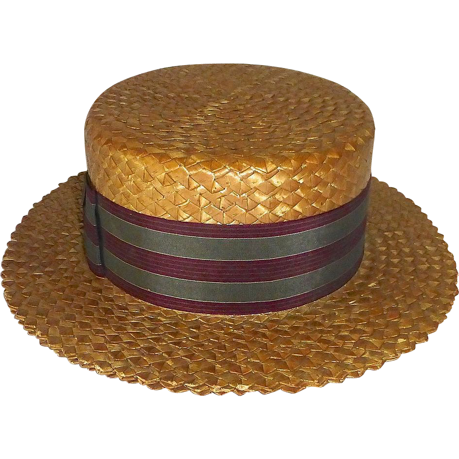 Mens Quality Straw Boater Early 20th Century From Bejewelled On Ruby Lane