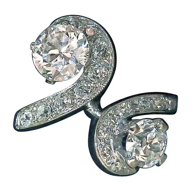 Art Deco 14k White Gold Swirling Diamond Ring Art Deco 14k White Gold Swirling Diamond Ring