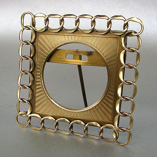 Antique Link Frame with Original Unique Brass Mat. Excellent Condition Antique Link Frame with Original Unique Brass Mat. Excellent Condition