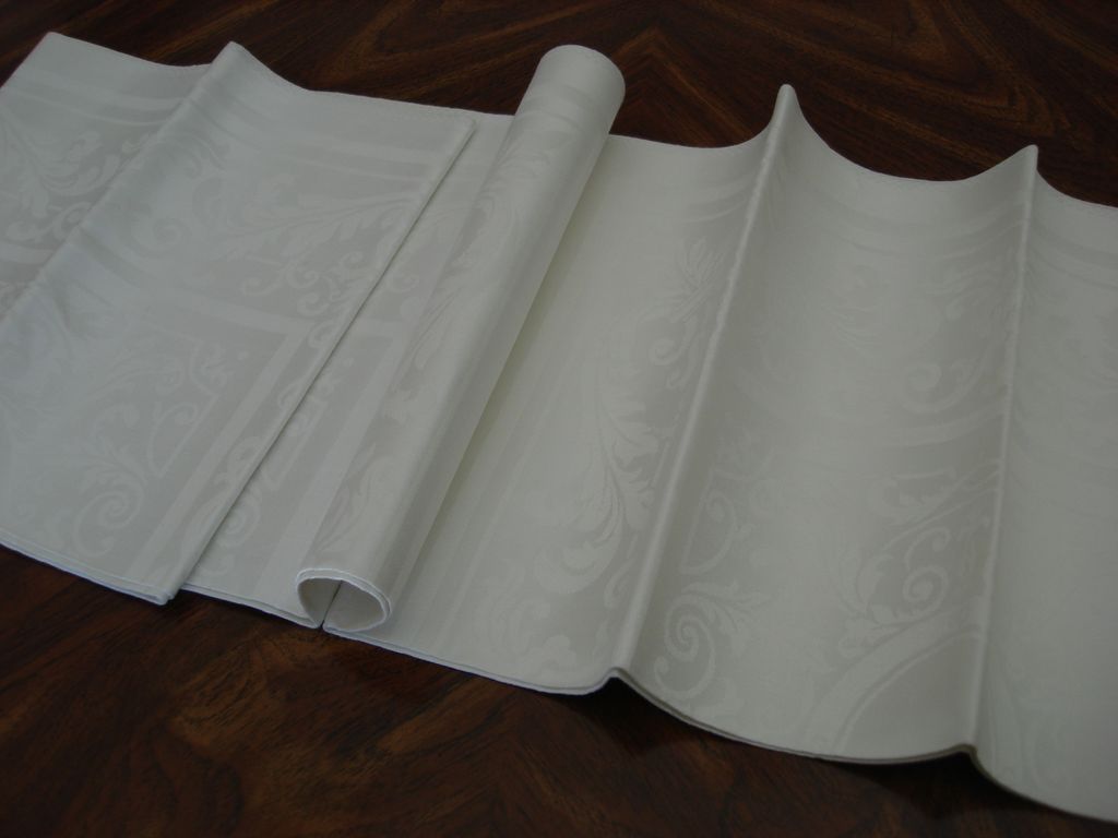 Uncut Linen Damask Tablecloth Napkins, Vintage With Original Label, 3 Yds Uncut Linen Damask Tablecloth Napkins, Vintage With Original Label, 3 Yds