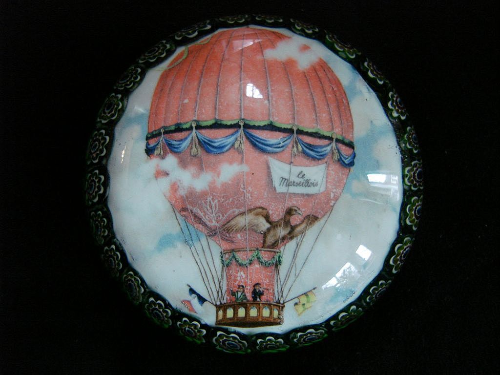 Vintage Millefiori Paperweight w/ French-Themed Hot Air Balloon Vintage Millefiori Paperweight w/ French-Themed Hot Air Balloon