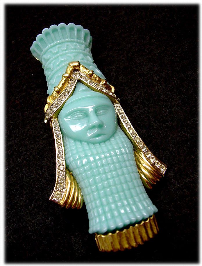 BOUCHER Unusual 'Carved Turquoise' Icon Brooch BOUCHER Unusual 'Carved Turquoise' Icon Brooch