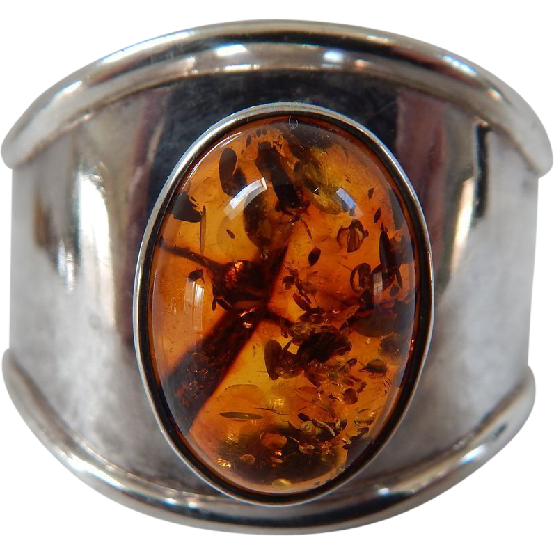 950 Sterling Silver Amber Cuff Bracelet from berryantiques on Ruby Lane