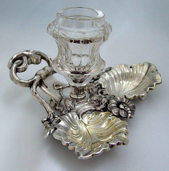 Baroque Inkstand German 813 Standard Silver 1840 Baroque Inkstand German 813 Standard Silver 1840