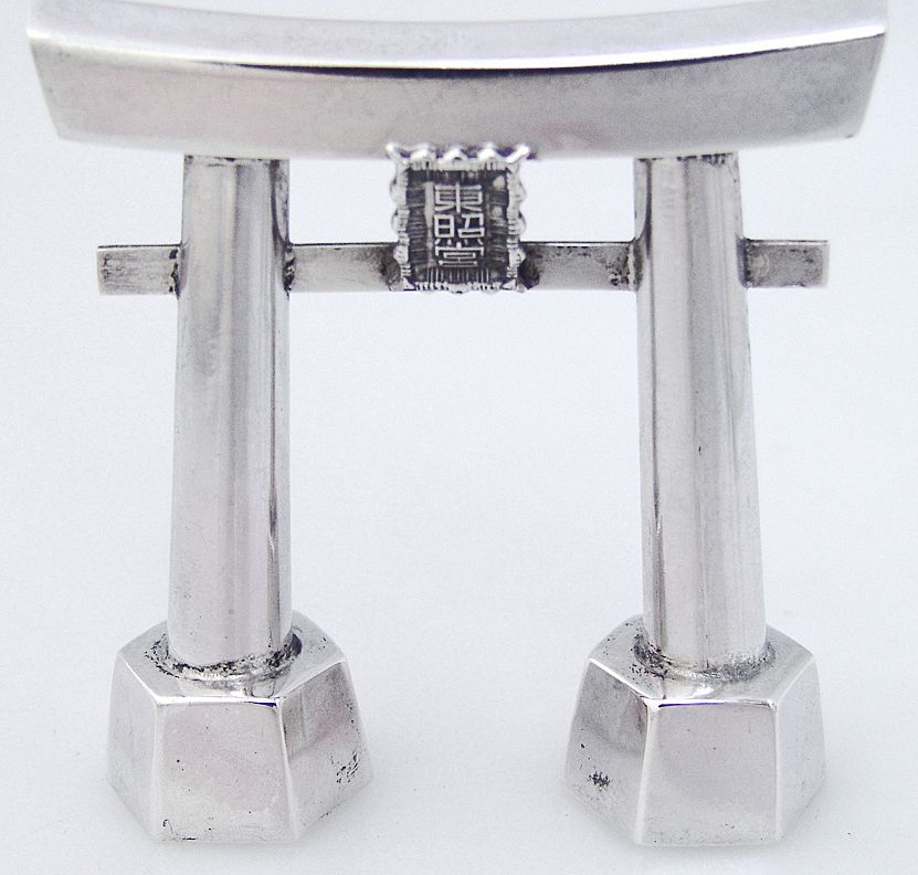 Japanese Sterling Silver Shinto Gates Salt & Pepper Shakers 1940 Japanese Sterling Silver Shinto Gates Salt & Pepper Shakers 1940